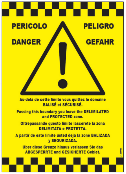 Panneau Dibond Danger sortie zone balisée 50x70cm épaisseur 4mm REC-DIB254